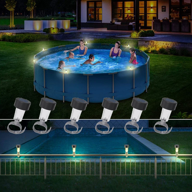 Outdoor Swimming Pool Fence Decoration Accessories Waterproof LED Pool Solar Lights for Framed Above Pools