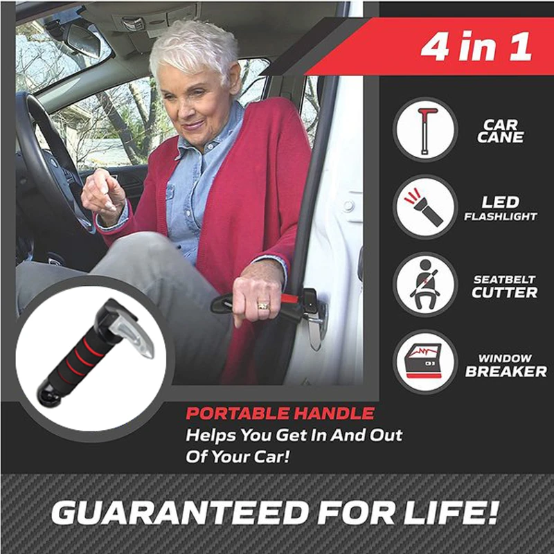 2022 New Portable Vehicle Support Handle 4 in 1 Car Assistant Support Handle Cane Automotive Door Assist Handles Window Breaker