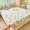 100% Cotton Fitted Sheet Floral Style Bedsheets Skin-friendly Elastic Bed Cover Home Bed Linen 1PCS (No Pillowcase) 2