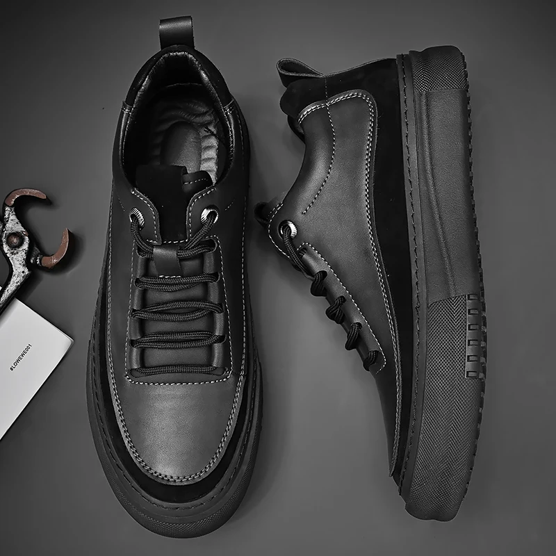 Genuine Leather Men's Shoes Antiskid Casual Shoes Fashion Men Oxford Outdoor Sports Sneakers Classic Male Vulcanize
