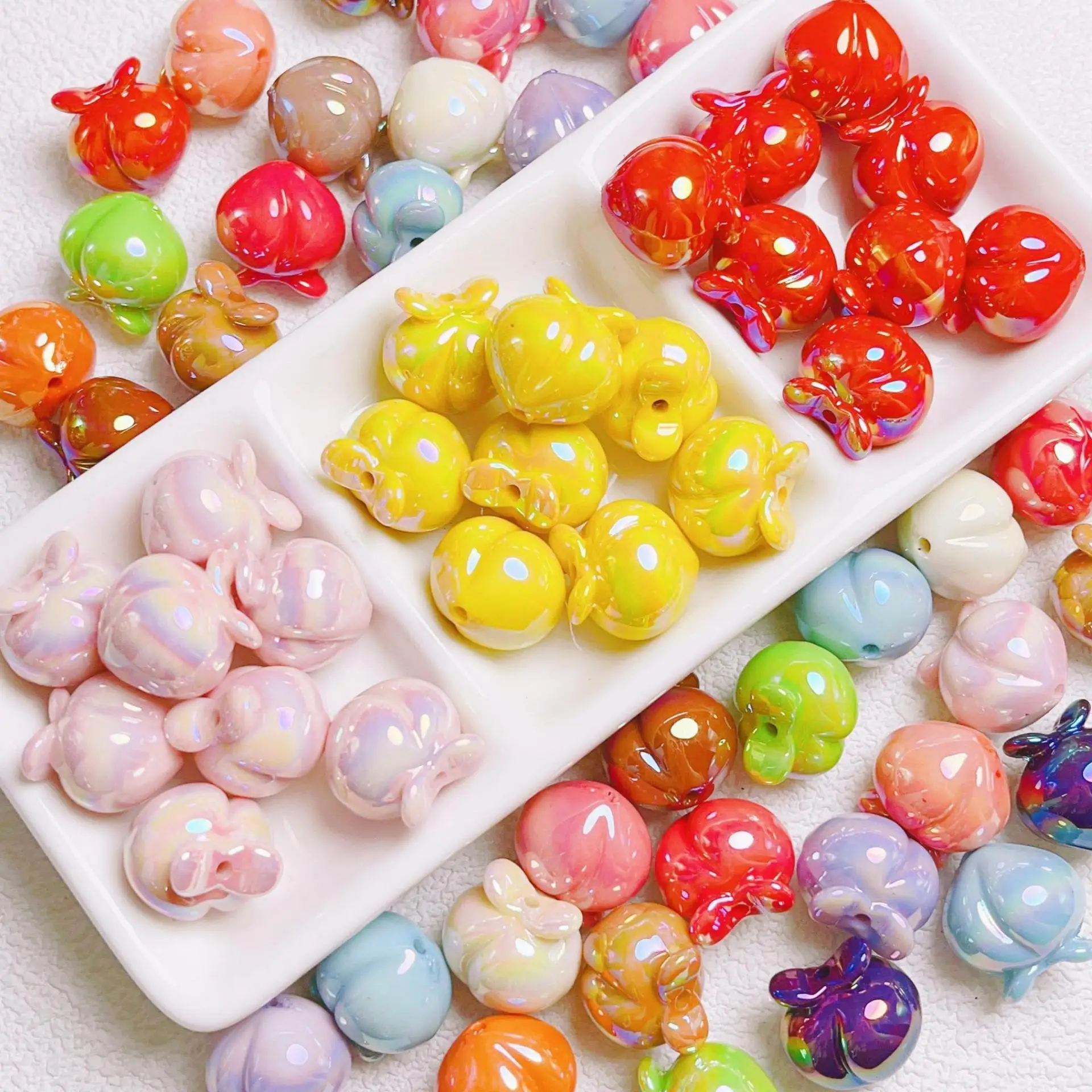 

Newest 80pcs 16mm AB Colors Fruit Peach Shape Acrylic Jewelry Beads Ornament Accessory Material Necklace Bracelet Earring Decor