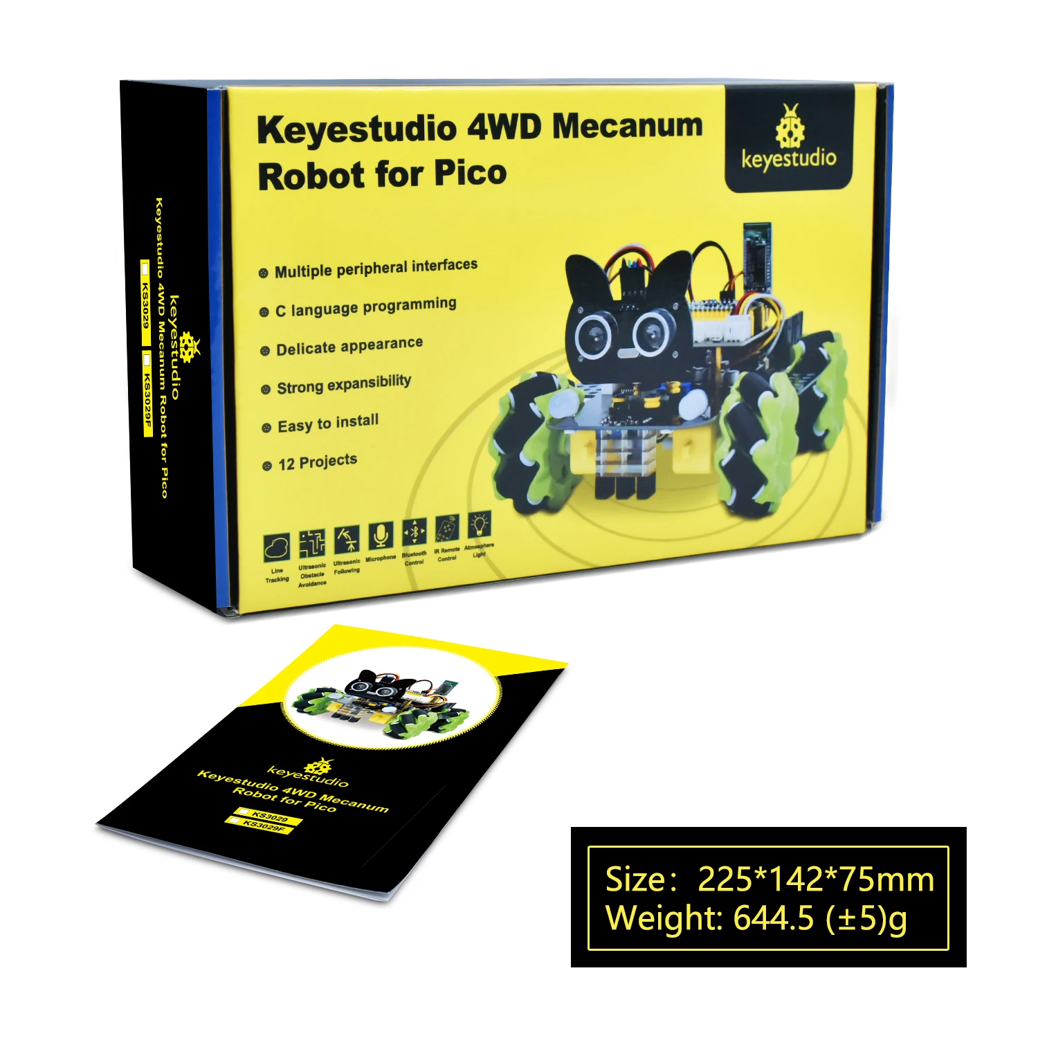 Keyestudio 4WD Raspberry Pi Pico робот автомобиль Mecanum робот Комплект для Raspberry Pi Pico Robot STEM Поддержка программирования питона и Arduino (art.: 3920be3cbecf1) - 3920be3cbecf1