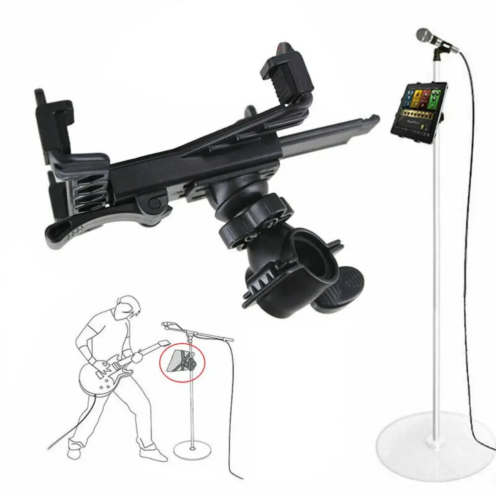 Swivel Stand Music Stand Clamp for iPad Universal Handlebar 360° Tablet Holder 7 to 11inch Mount Microphone Stand Holder Tablet