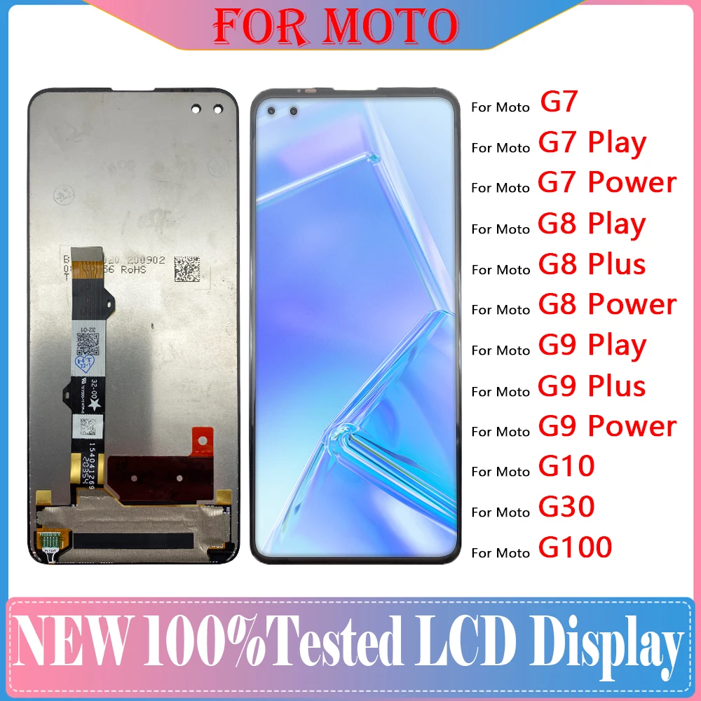 

100%Tested For Motorola Moto G10 G30 G100 G7 G8 G9 Play Plus Power LCD Display Touch Screen Digiziter Assembly Replacement Parts