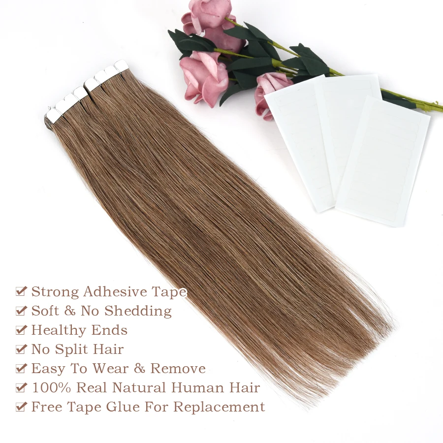 Tape In Human Hair Extensions Black Blonde Non-Remy Seamless European Skin Weft Soft Natural Extensions 10pcs human hair extensions hair extensions