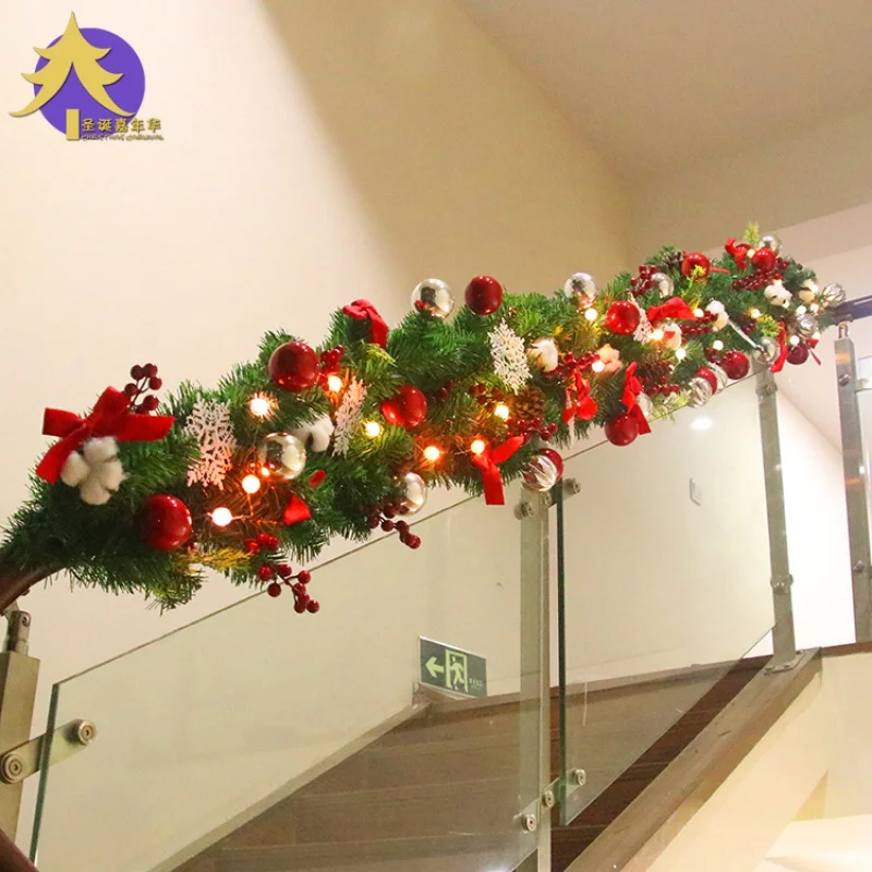

Custom Christmas decorations ins wind 2.7m Christmas rattan wreath garland shopping mall window escalator pendant