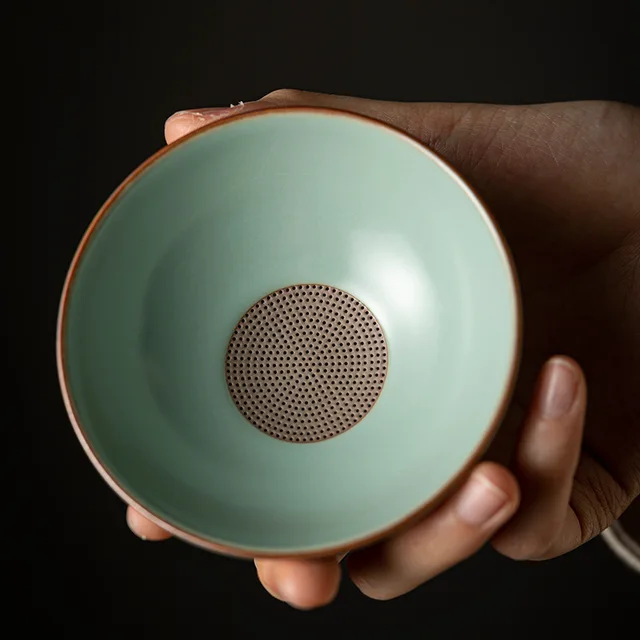 Azure Porcelain Tea Infusers Teaware Tool Ru Kiln Ceramic Tea Filter Ceramics Tea Set Chinese Accessories Tea Strainer Leakage 5