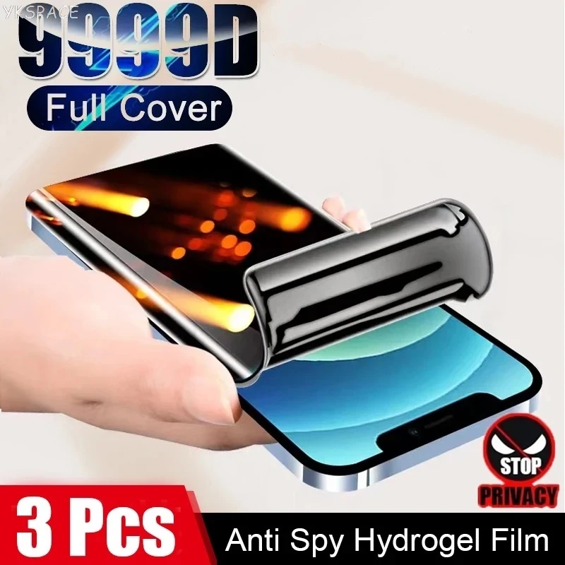 

3Pcs Anti Spy Peeping Glare Privacy Hydrogel Film For iPhone X XS XR 11 12 13 mini 14 15 Pro Max Plus Soft TPU Screen Protector