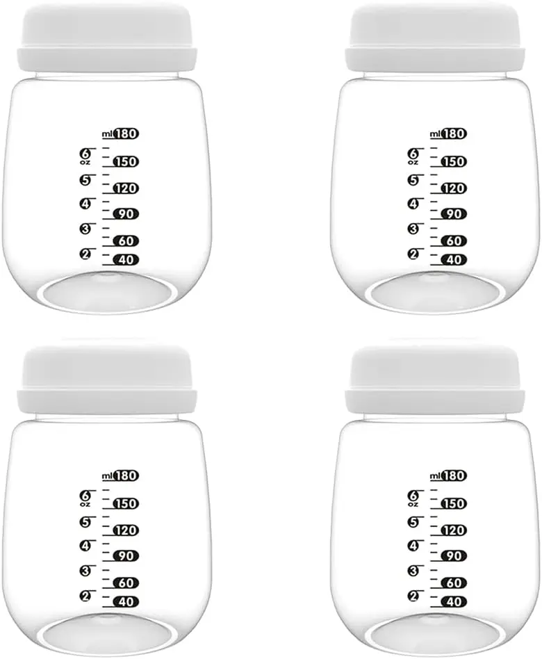 Breast Pump Collection Bottles for Spectra S2/S1/9 Plus Breast Pumps, 180ml Reusable Bottles with Collar and Sealing Disc