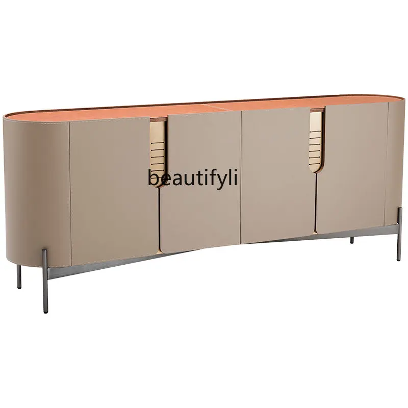 

Saddle Leather Sideboard/Orange Creative Four-Door Locker Wall Italian Minimalist Restaurant Cupboard storage cabinet sideboard