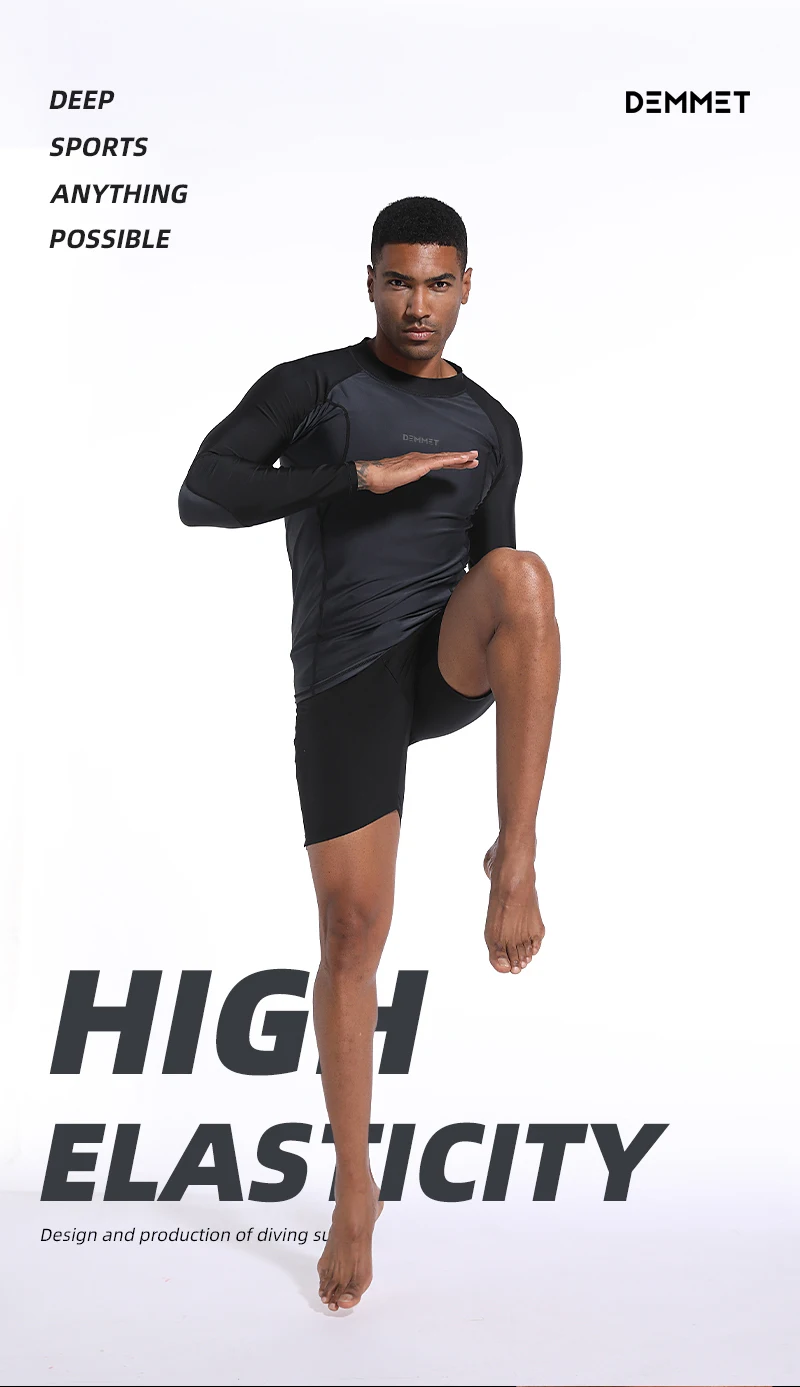 Description Picture 4 of itemHOT Men Swimsuit Swimming T-shirt Beach UV Protection Swimwear Rash Guard Long Sleeve Surfing Diving Swimsuit Surf T-shirt 6XL