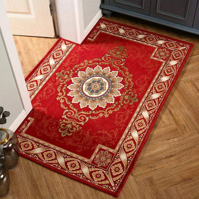 

European Exquisite Jacquard Rug Small Rug Flower Print Corridor Door Mat Mat Bedroom Living Room Home Decoration Bathroom Mat