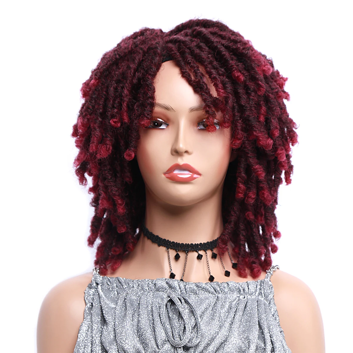 Soft Dreadlocs Wig Afro Short Braided Wigs Afro Bob Wig Synthetic DreadLock Wigs For Black Woman Short Curly Ends Cosplay