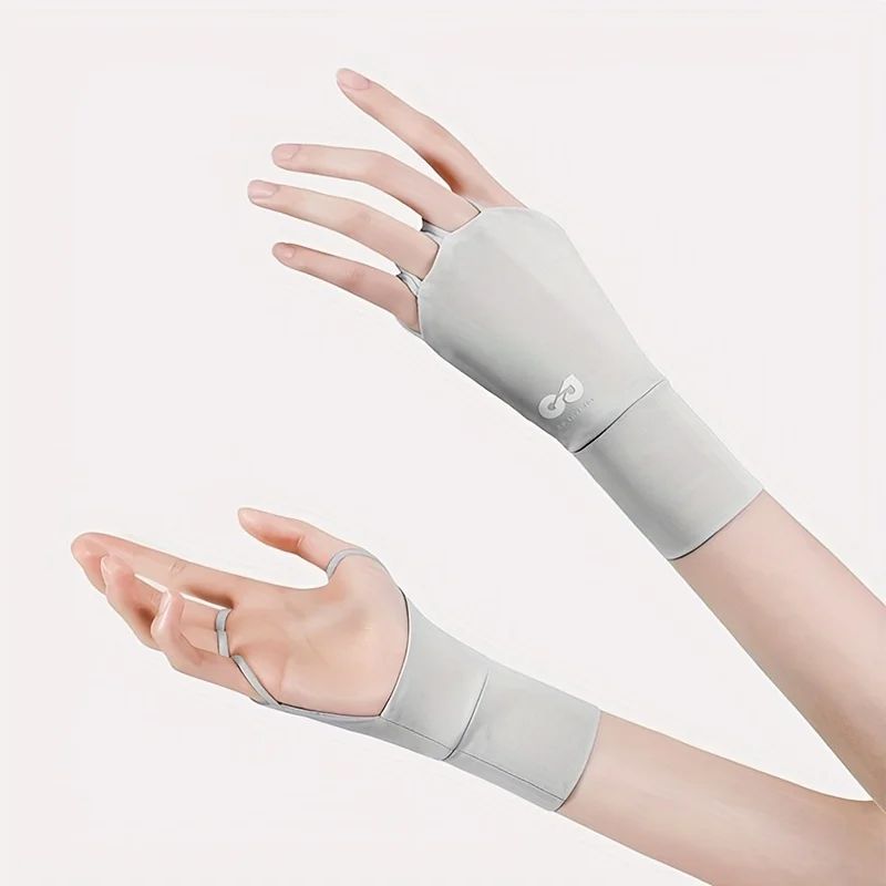 Elastic Half Finger Anti-UV Sunscreen Golf Gloves - Thin Ice Silk Wrist Protection