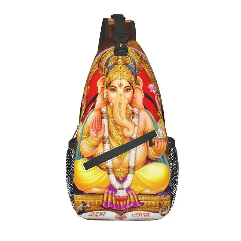 

Cool Lord Ganesha Hindu Goddess Sling Crossbody Backpack Men India God Elephant Shoulder Chest Bag for Travel Cycling