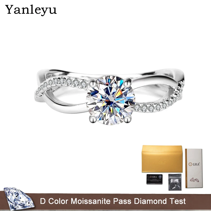 

Yanleyu D Color 1.0CT Moissanite Engagement Ring Sparkling Diamond Wedding Band Proposal Rings for Women PT950 Platinum Jewelry