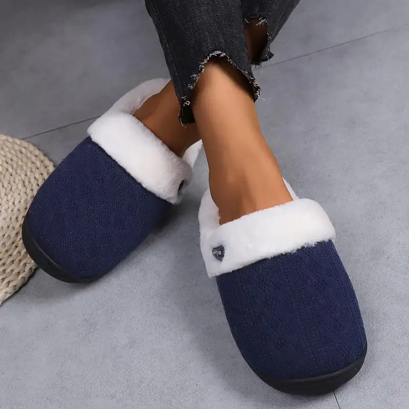 Platform Fluffy Slippers Women House Plush Fashion Designer Winter Shoes Ladies Flats Warm Home Casual Footwear Elegant Big Size — view 6