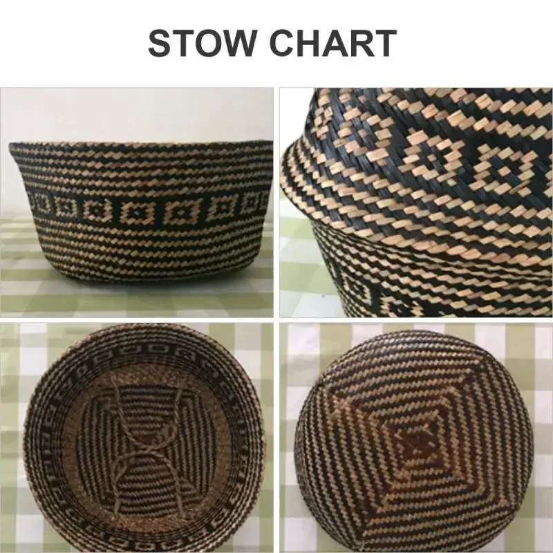 New 1pc Foldable Handmade Rattan Woven Flower Basket Seagrass Clothing Storage Basket Home Decoration Flower Basket 3