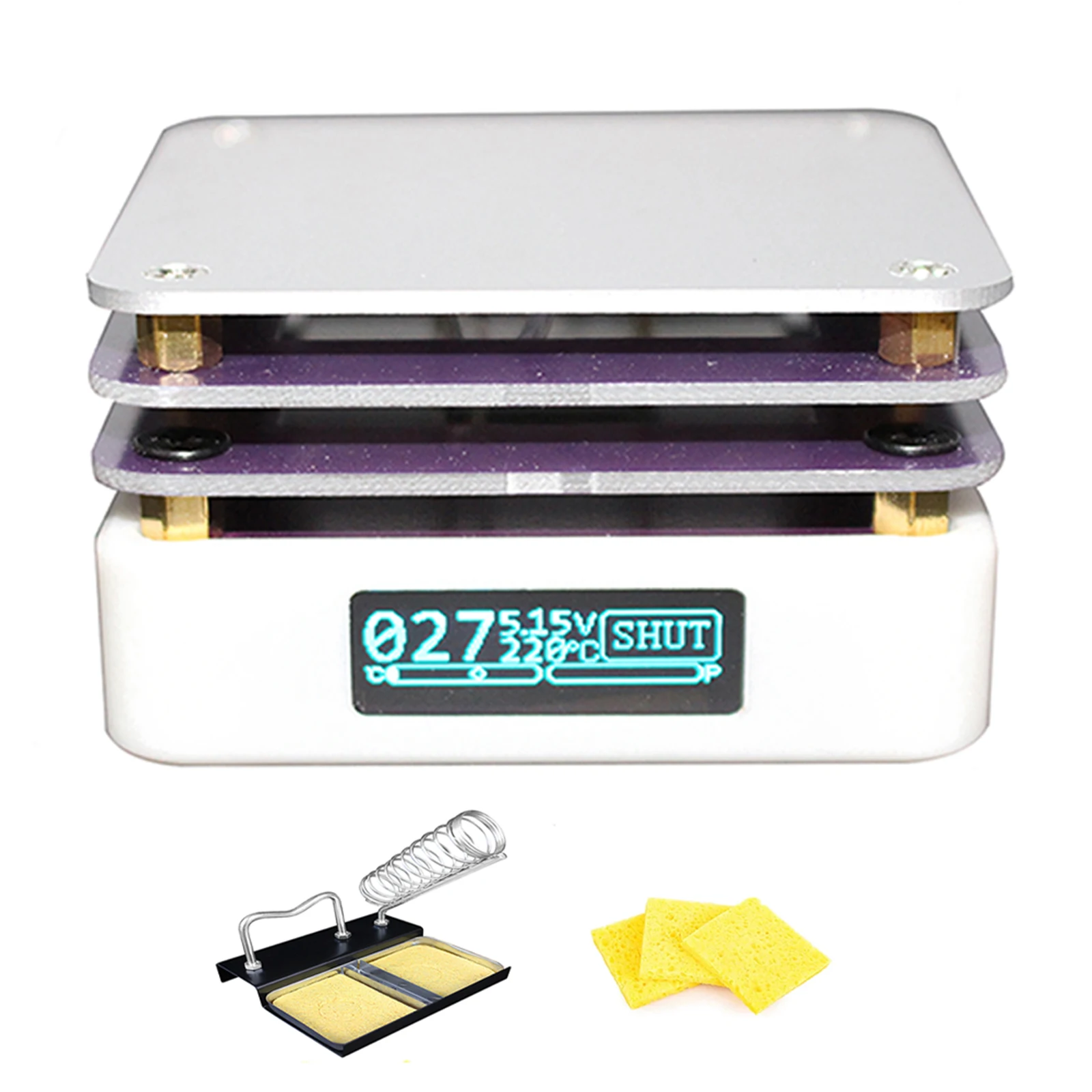 

Soldering Iron Holder MHP30 Mini Hot Preheater LED Display PCB Board Soldering Heating Plate Cleaning Sponges Welder Supplies