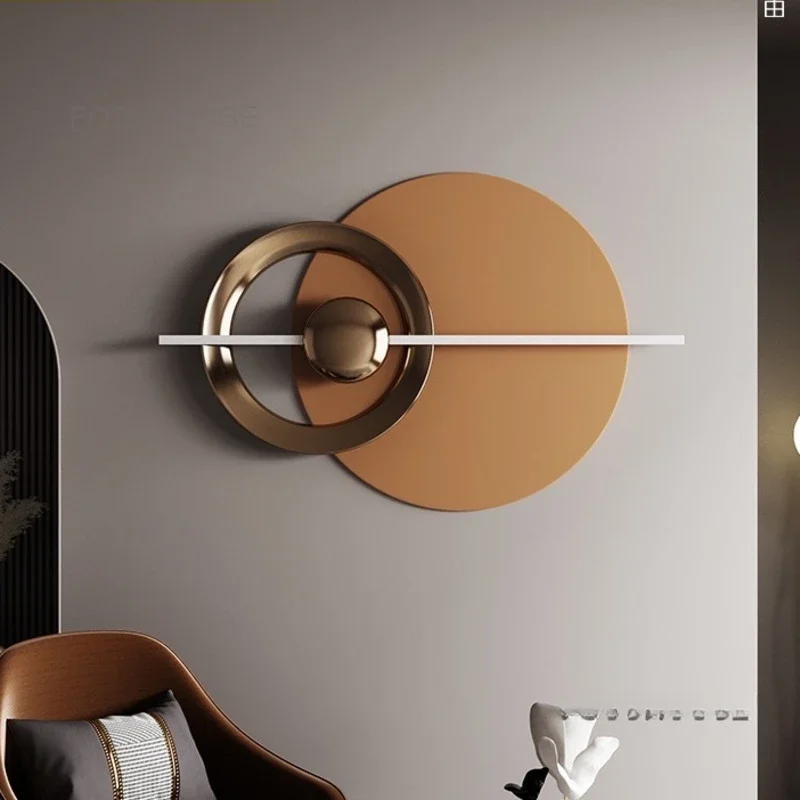 

Italian Simple Wall Decoration Living Room Background Modern Luxury Round Iron Hanging Decorations Bedroom Bedside Wind Chimes