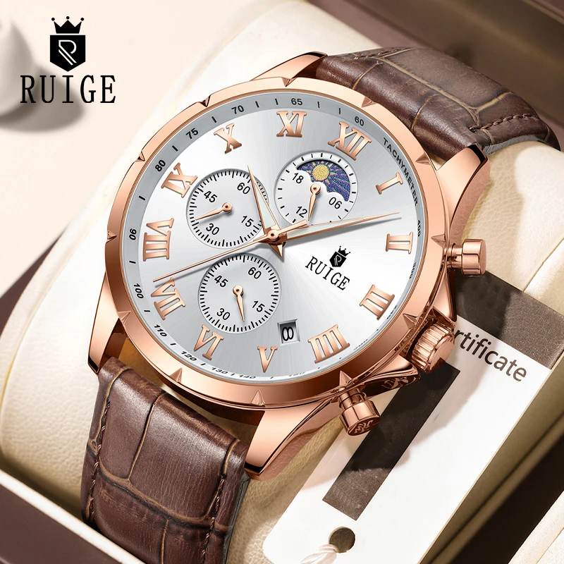 RUIGE Leisure Multifunctional Men's Quartz Watch Calendar Men's Night ...
