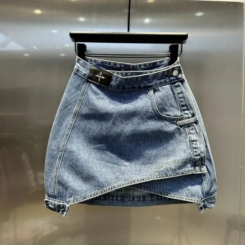

2024 Plus Size Women Sexy Denim Skirts A-line Mini Skirt Y2k Girls Clothing Goth Short Skirt Korean Fashion Clothes For Women