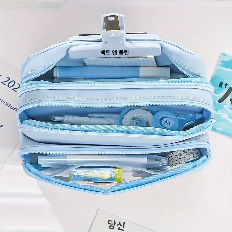 새로운 대용량 연필 케이스 문구 펜 가방 뷰티 가방 휴대용 화장품 보관 가방 개학 학생 용품