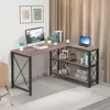 Reversible Industrial L-Shaped Desk with Storage Shelves 6