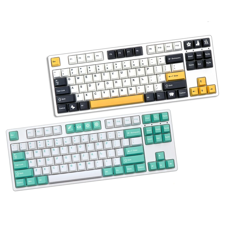 Chaves Conjunto Gmk Ciano Monocromático Matsu Keycaps Pbt Tintura Sublimação Chave Tampões Cereja Perfil Preto Branco Chave para Interruptores mx 150
