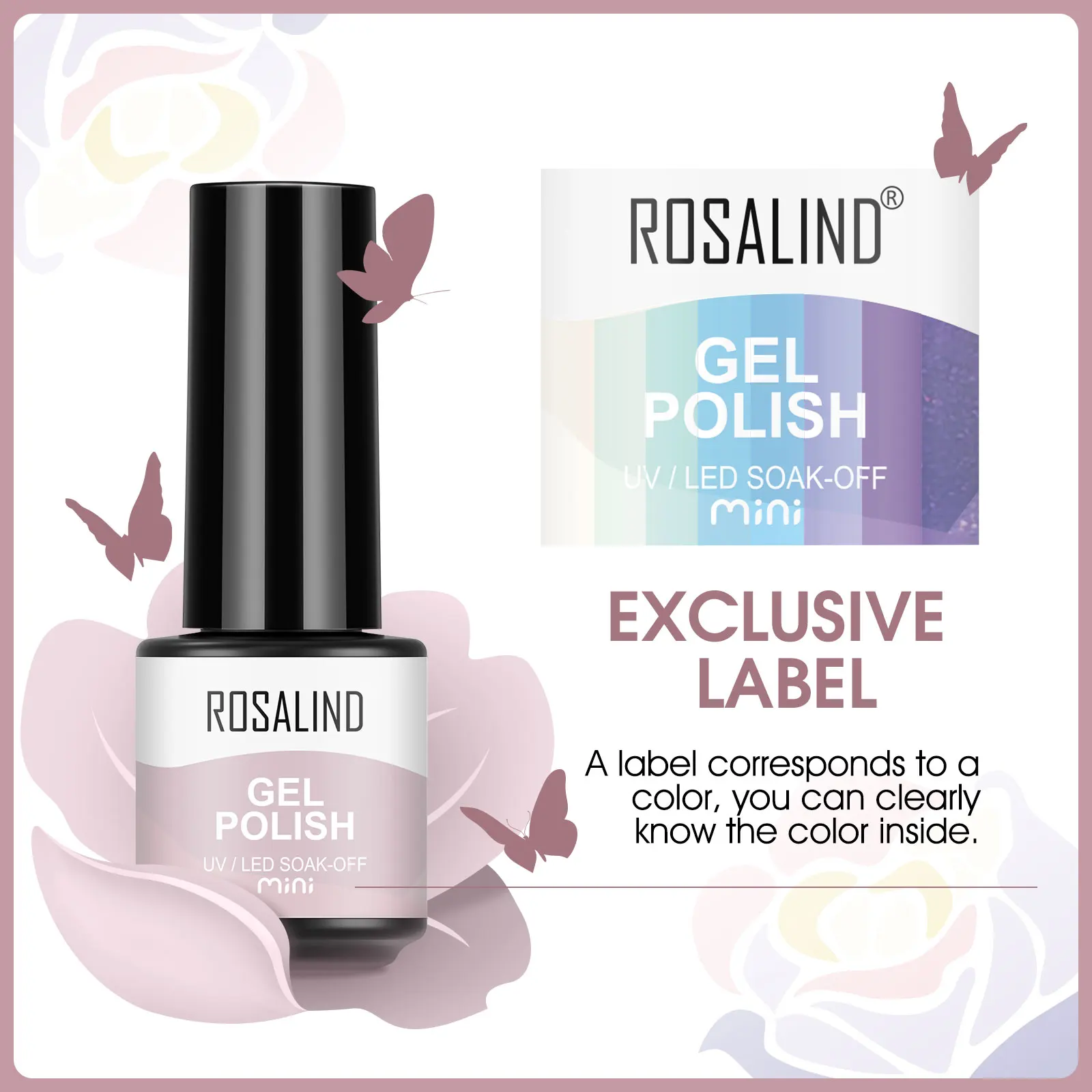 ROSALIND Gel Kit Nail Polish Set Semi Permanent Pure Colors Glitter Soak Off UV Base Top Coat Nail Art Manicure Nail Kit Gift 3