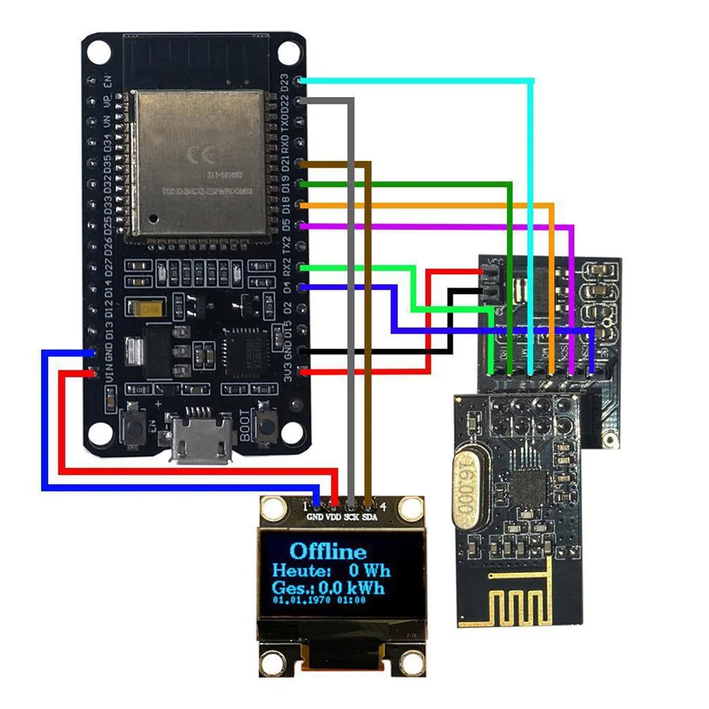강력한 연결 OpenDTU, Hoymiles DIY 키트, ESP32 및 고성능, NRF24L01 안테나 소켓