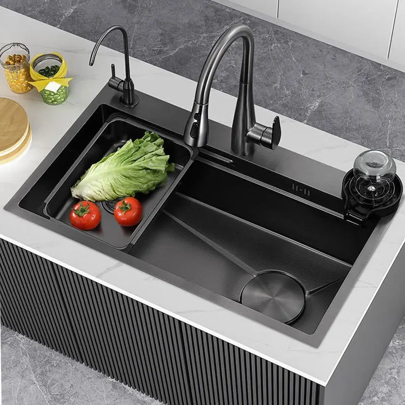 

High Quality Kitchen sink set Modern Design Multifunctional single Kitchen sink set Cleaning pool SUS304 Stainless steel Grey