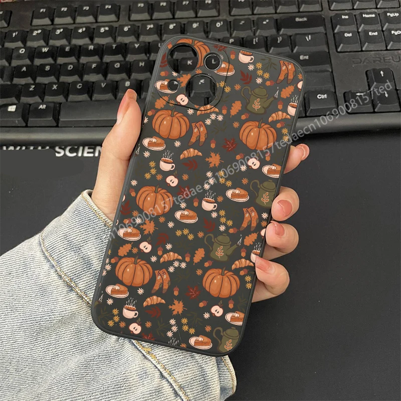 Autumn Leaf Pattern Graphic Silicone Phone Case Cover