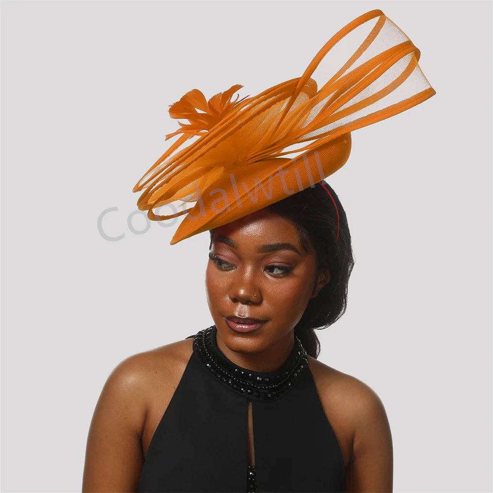 Cappello Fascinator da donna Fiore a rete Piume Fascia per capelli Copricapo Velo da sposa Vintage Accessori per capelli Retato Fascia per capelli per Feste Chiesa Matrimonio Cocktail Jockey Club