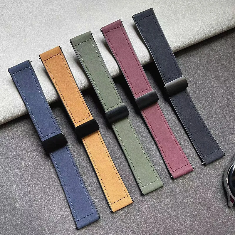 Watch Strap Suunto Material Bank 22mm Leather Silicone Watch Strap