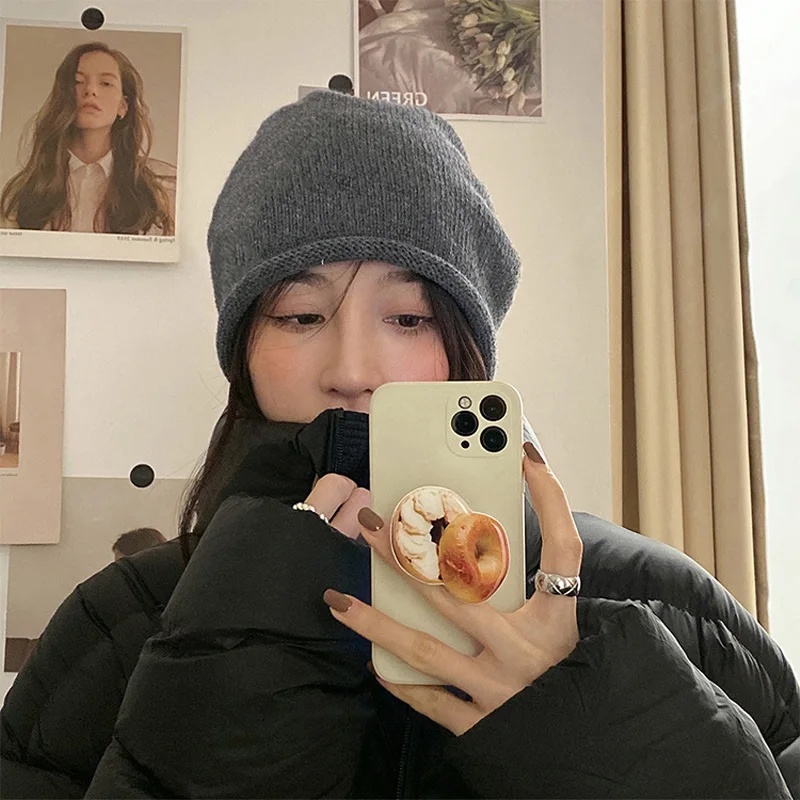 [韓国] soft wool knit beanie Warm Knitted Baggy Beanie Hat Women Men Drawstring Kpop