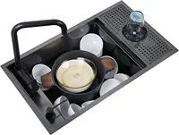 Bar Sinks Nano Black Hidden  Single Groove Multifunctional Kitchen Invisible Sink Small Cup Washing Sink 1