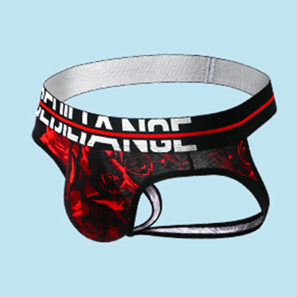 

Jackstrap Mens Pouch G String Briefs T Back Panties Underwear Buttocks Hollow Bikini Sexy Low Waist Thong Lingerie Underclothes