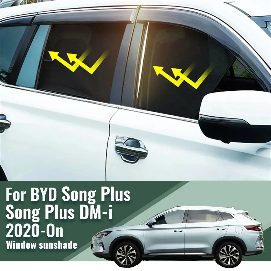

For BYD Song Plus DM-i 2020-2023 Side Window Sun Shade Visor Magnetic Car Sunshade Front Rear Windshield Frame Curtains Shield