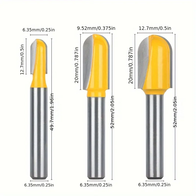 3 Punte Per Fresatrice, Gambo Da 7,96 Mm/9,52 Mm/12,7 Mm, Fresa Per Fresatrice Per Legno Fresa Per Fresatura A Filo Fresa Per Scanalatura A T 87258402