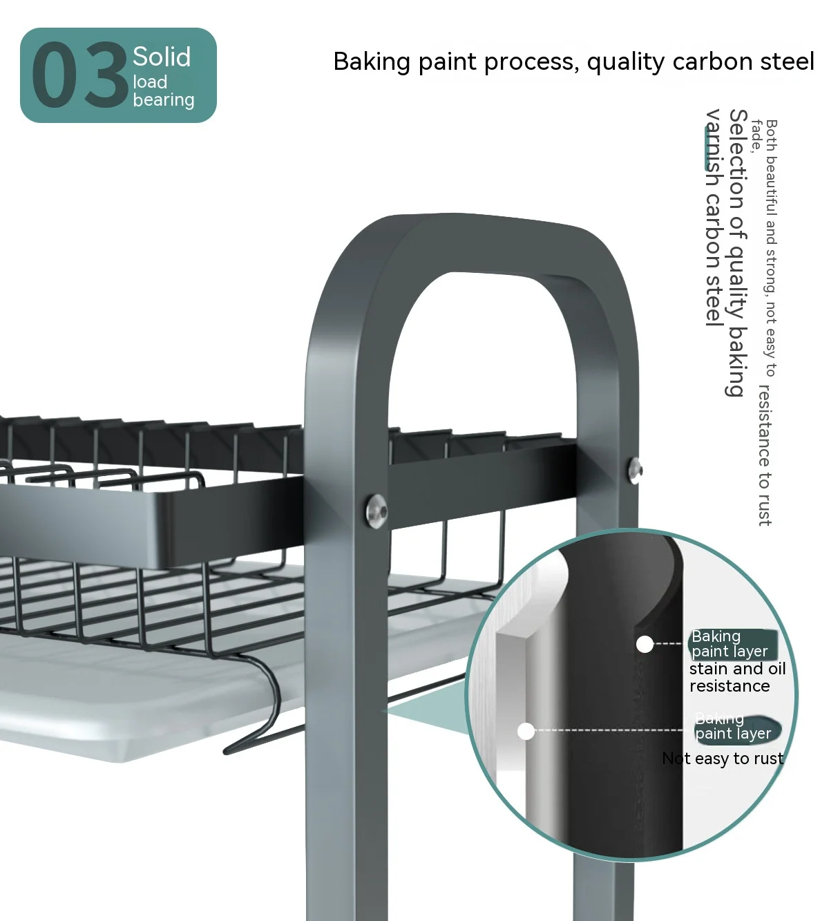 Description Picture 4 of item3 Tiers Dish Drying Rack Dish Drainer Holder with Tray Kitchen Sink Counter Organizer Storage Shelf Tableware Drainboard