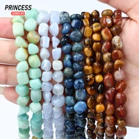 A+ Natural 6-8mm Gravel Beads Tiger Eye Amazonite Agate Sodalite Dumortierite Loose Gemstone Beads for Jewelry Making DIY 2