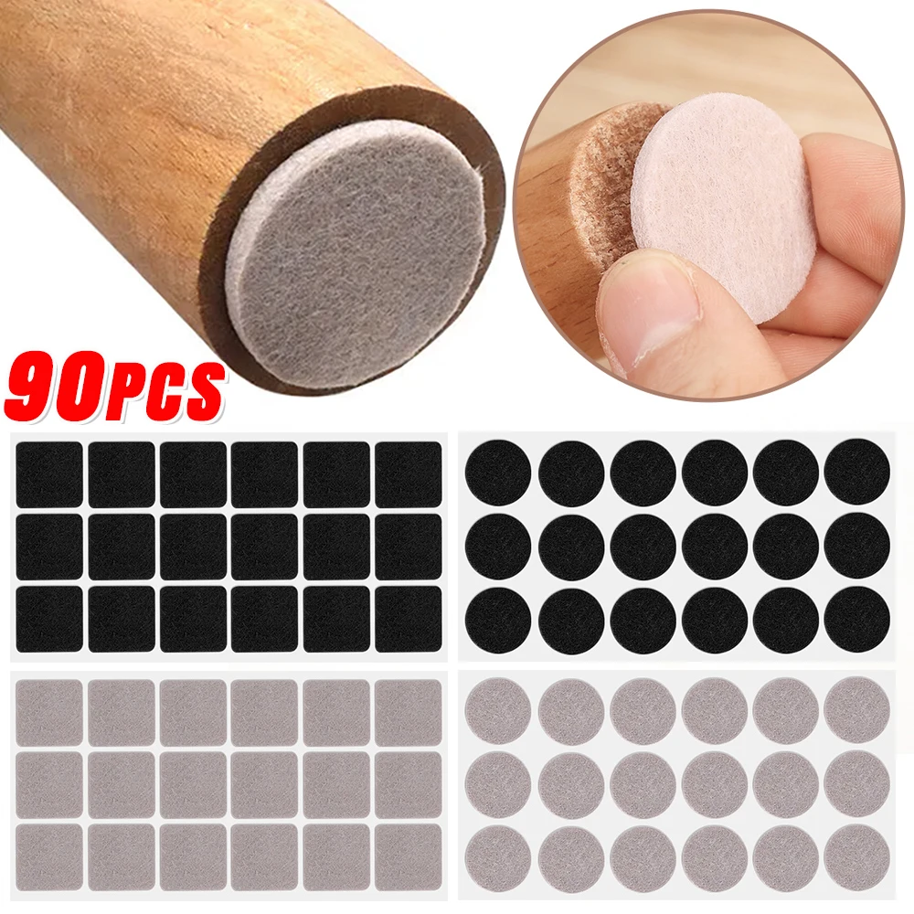 Floor Protectors Sticky Pads For Chair Legs 90/18Pcs Felt