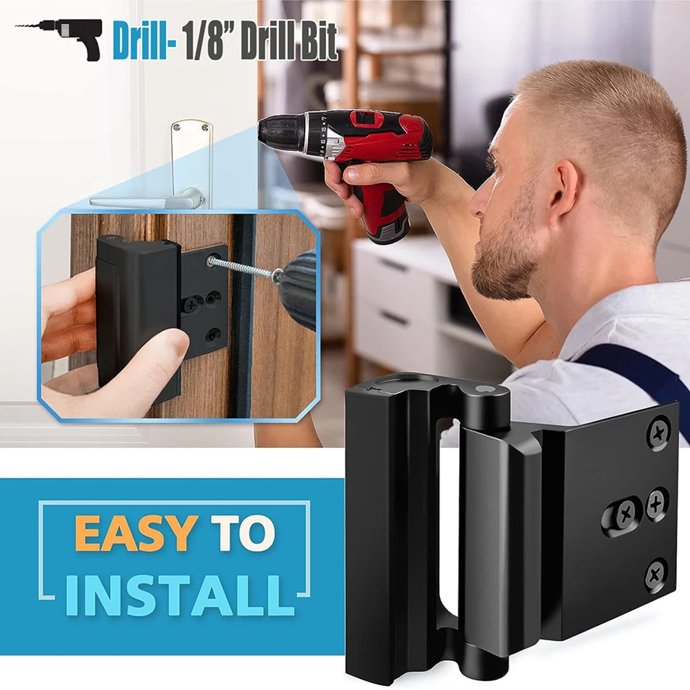 Home Security Door Lock Childproof Reinforcement Safety Latch Withstand 800 Lbs Reinforcement Door Lock for Inward Swinging Door