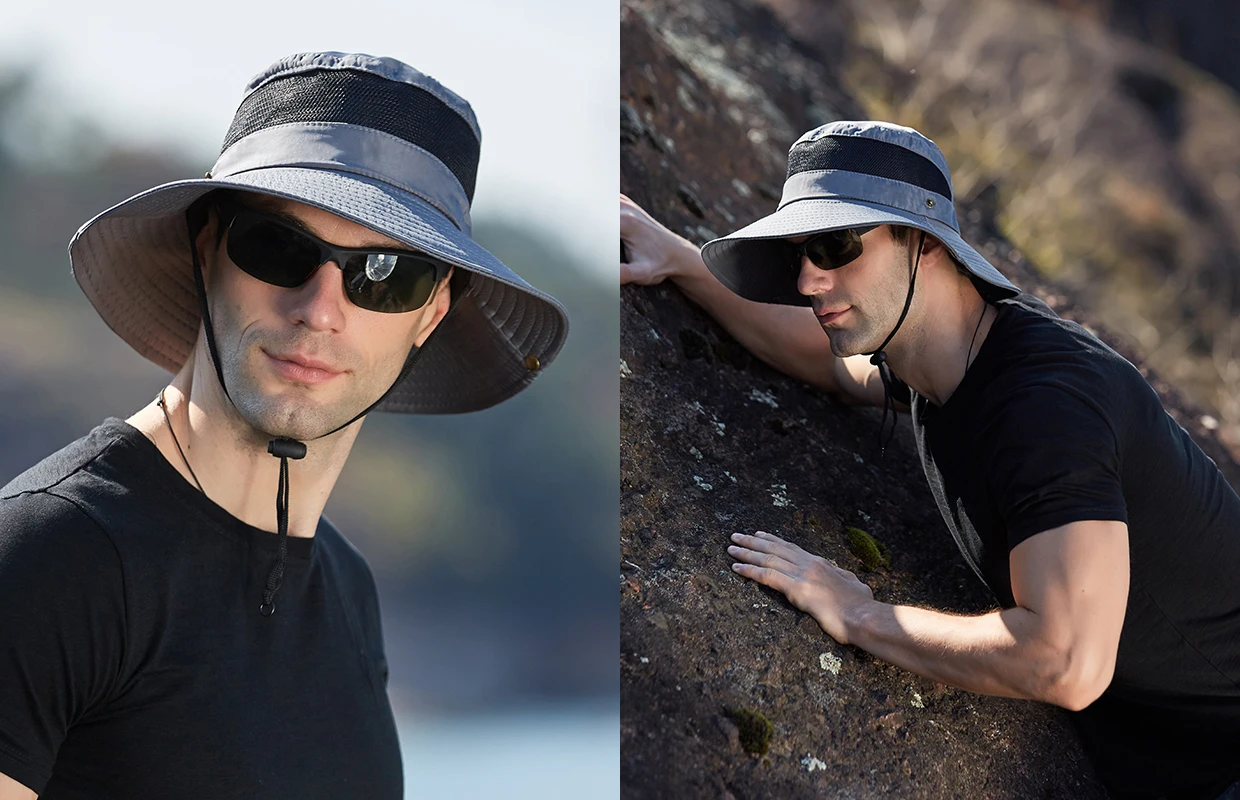 Hot Sale Xioguan 100% Polyester 9201 New Summer Breathable Fisherman Outdoor Mountaineering Big Eaf Sunshade Benni Hat_voghion.com