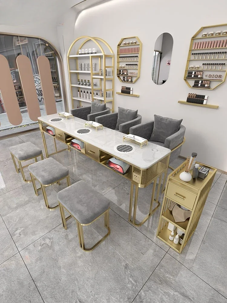 

Luxury Professional Dressing Manicure Table Multifunction Vacuum Cleaner Nail Table Nordic Mesa Manicure Salon Furniture KM40NT