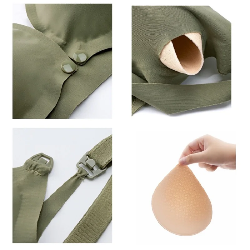 Pregnant Women Front Open Buckle Feeding Bra Solid Color Maternity Nursing Bra With Removable Pads Lactation Pregnancy Clothing 5