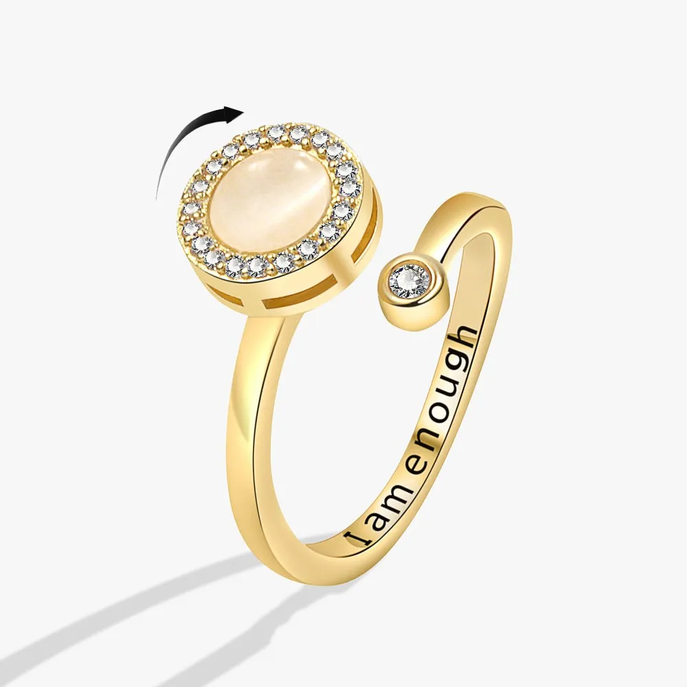Opal Angst Linderung Spinning Fingerring für Mädchen rotierende Zappeln Metall Spinner Anti Stress Ring Schmuck Zubehör Anillos – Detail 2