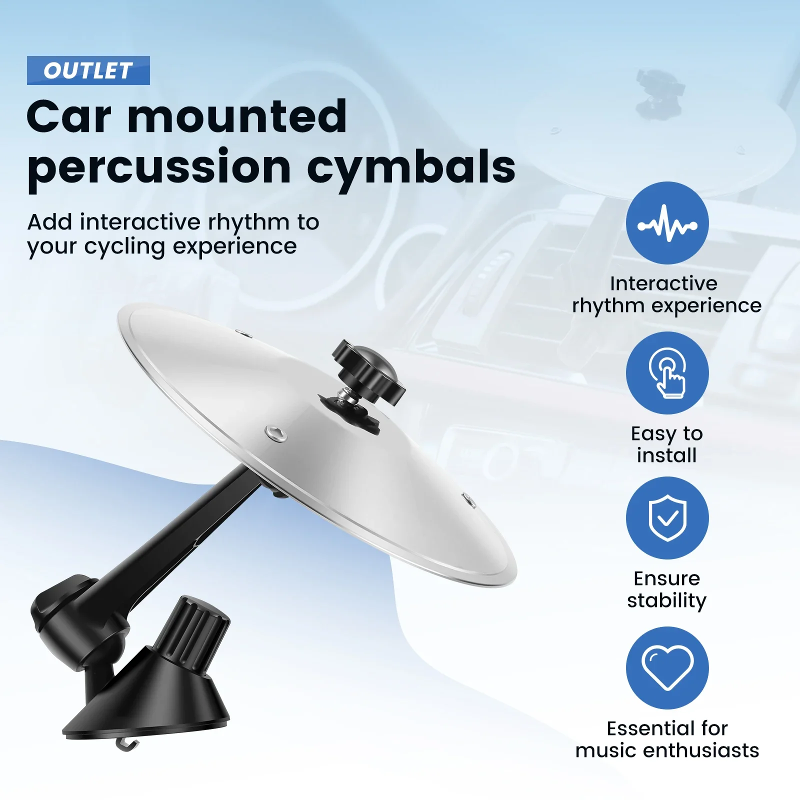 Car Crash Cymbal Fun Air Vent Drum Hand-shooting Cymbals Car Drum Cymbal Air Vent Musical Instrument for Vehicles Music Lovers