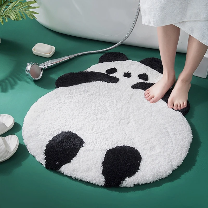 Cartoon Panda Bath Mat Water Absorbent Bathroom Rug Living Room Fluffy